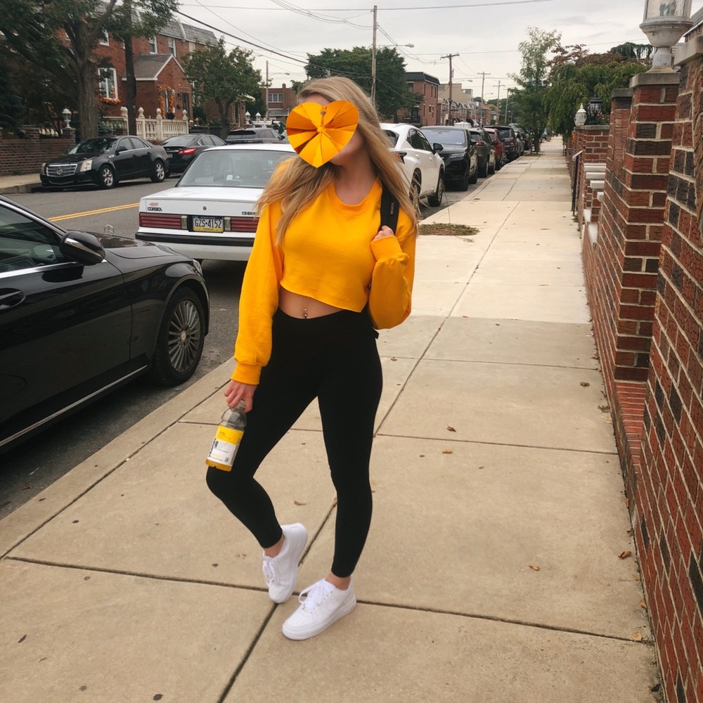 NastyGal Cropped Yellow Sweater